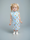 Lunar Fortune Cat Cheongsam - Blue